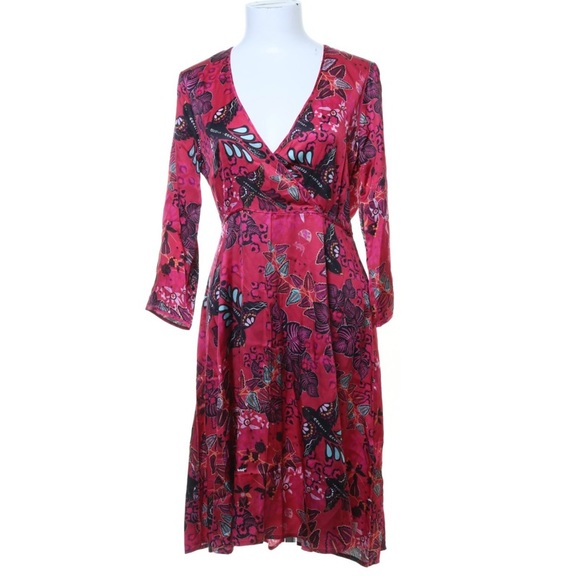 Odd Molly Dresses & Skirts - ODD MOLLY Magic Garden Cocktail Midi Dress Floral Paisley Butterfly Pink Small